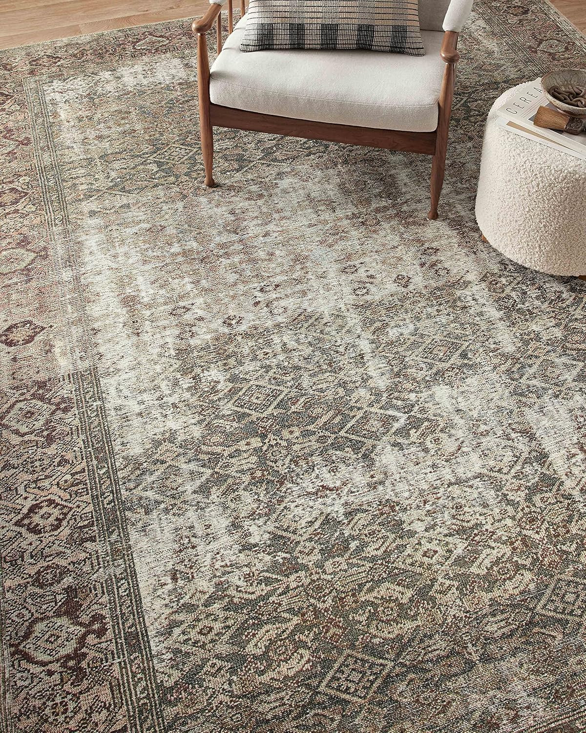 Loloi Amber Lewis x Loloi Georgie Collection GER-07 Moss / Salmon, 2'-6" x 7'-6", 0.19" Thick Run... | Amazon (US)