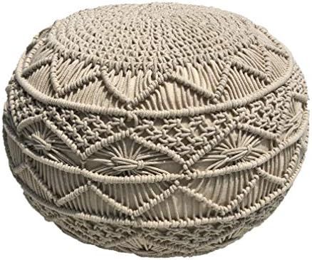 Pouf Ottoman Hand Knitted Cable Style Dori Pouf - Macramé Pouf - Floor Ottoman - 100% Cotton Bra... | Amazon (US)