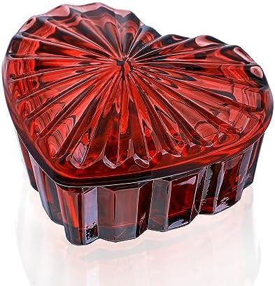 Crystal Heart-Shaped Jewelry Box, Decorative Glass Trinket Box with Lid | Amazon (US)