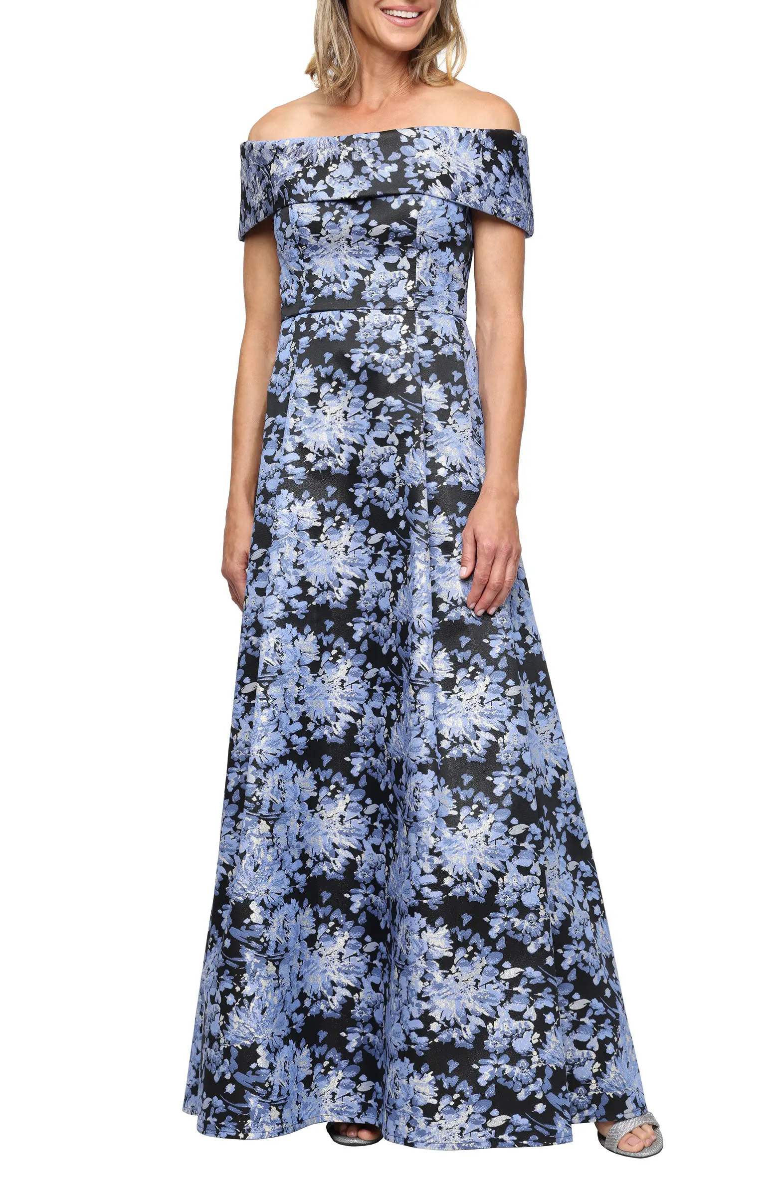 Floral Jacquard Off the Shoulder Gown | Nordstrom