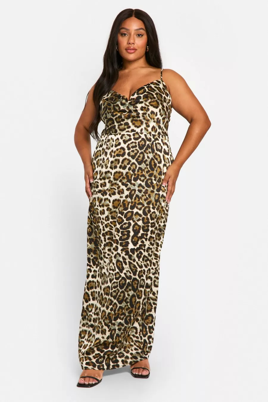 Plus Leopard Printed Satin Maxi Dress | boohoo (US & Canada)