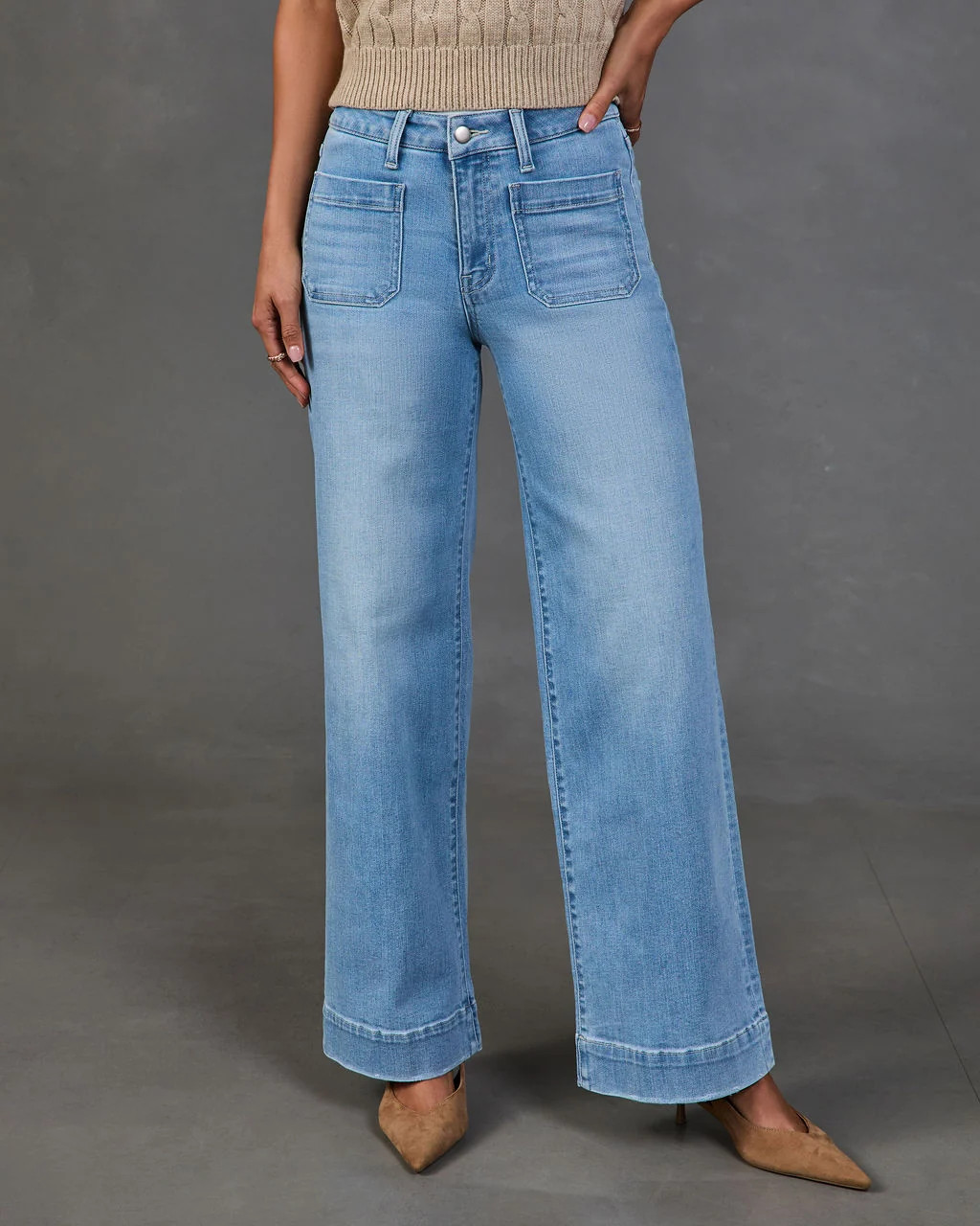 Rugged Charm Stretch High Rise Wide Leg Jeans Medium Wash / 27 | VICI