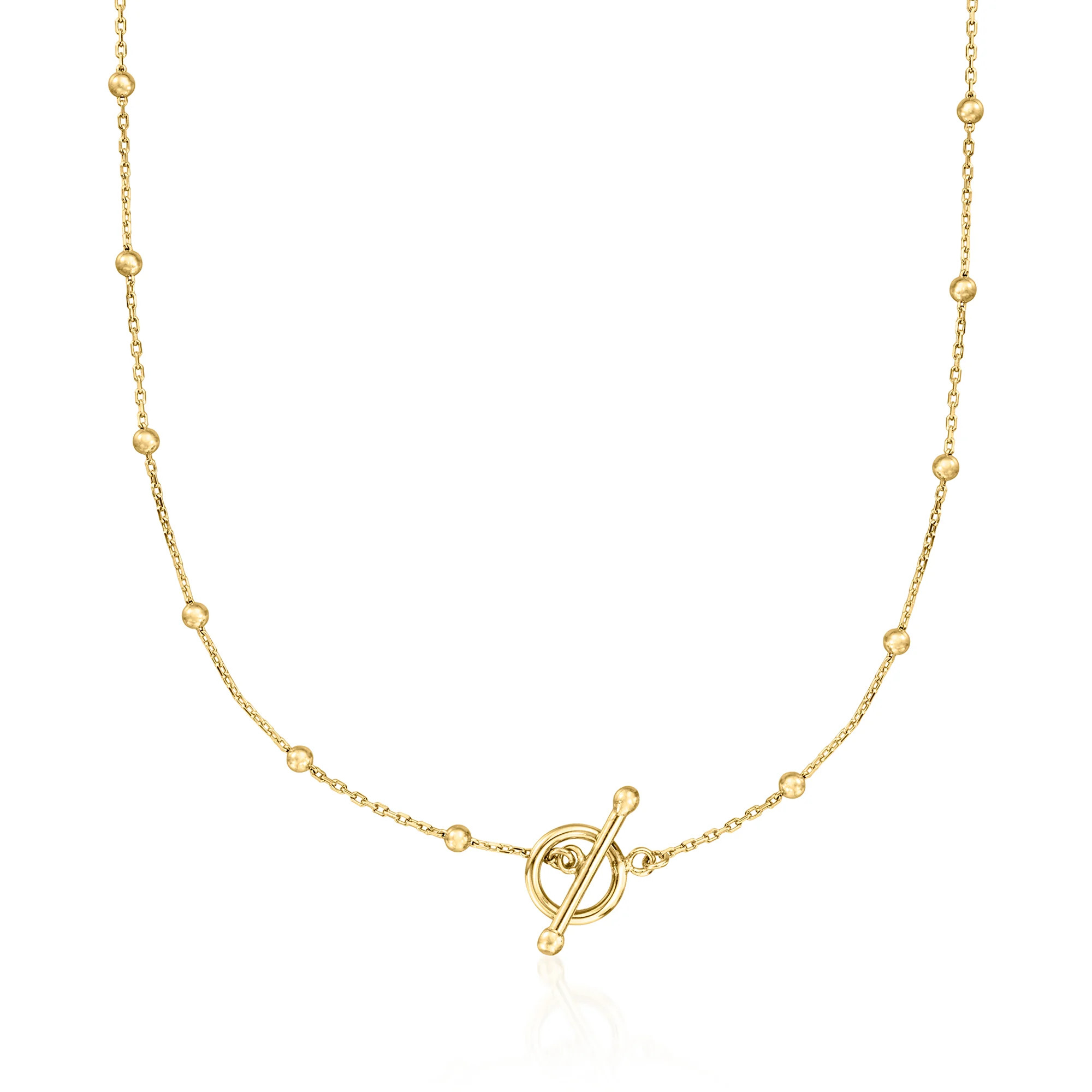 18kt Gold Vermeil Bead Station Toggle Necklace | Ross-Simons