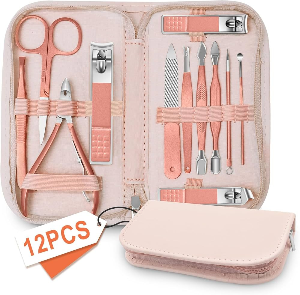 Manicure Set Nail Clipper Set Men Women 12 in 1 Nail Care Kit with Portable Case Travel Manicure ... | Amazon (US)