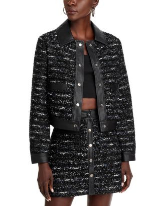 AQUA Faux Leather Trim Bomber Jacket - Exclusive   | Bloomingdale's Women | Bloomingdale's (US)