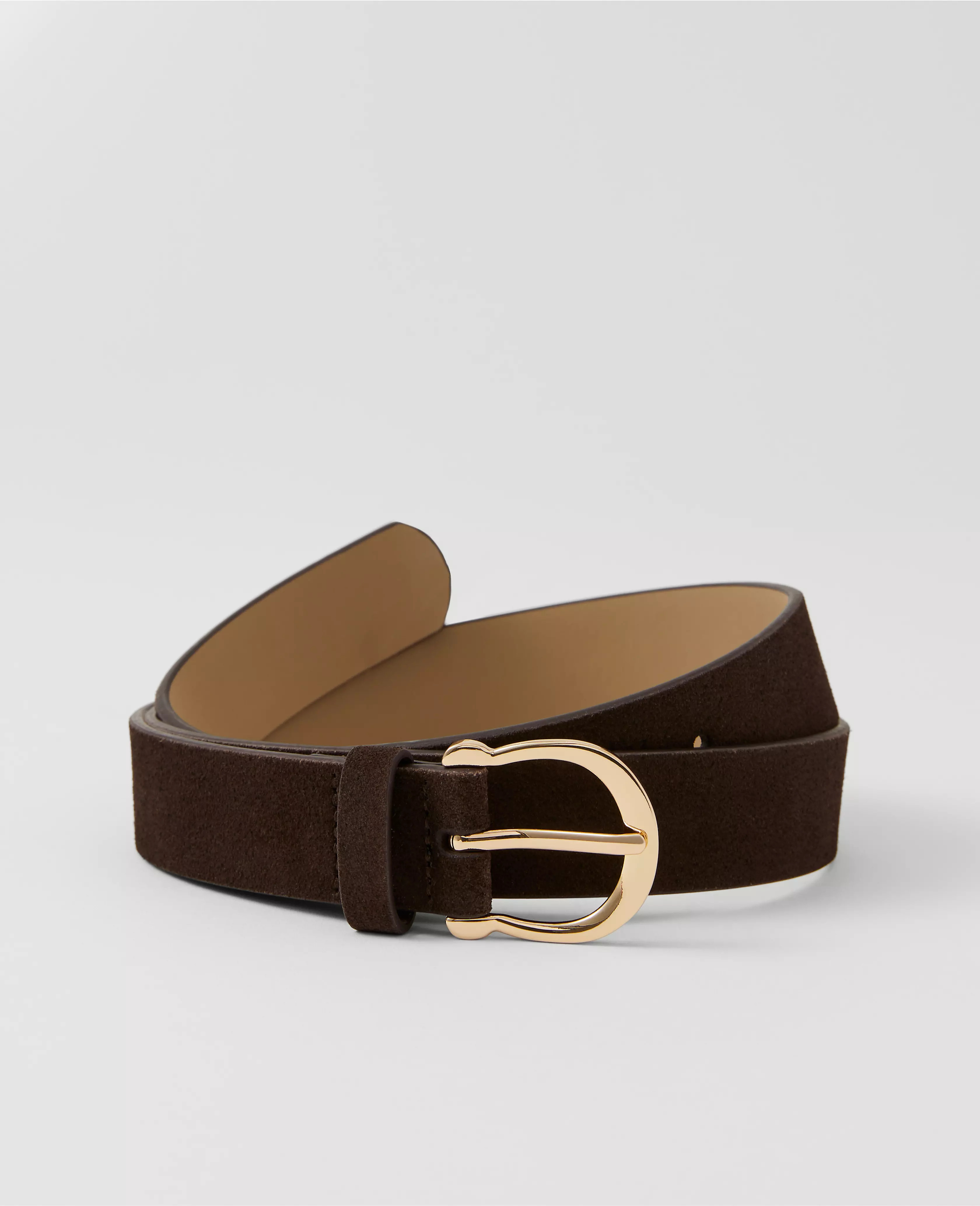 Round Buckle Suede Belt | Ann Taylor