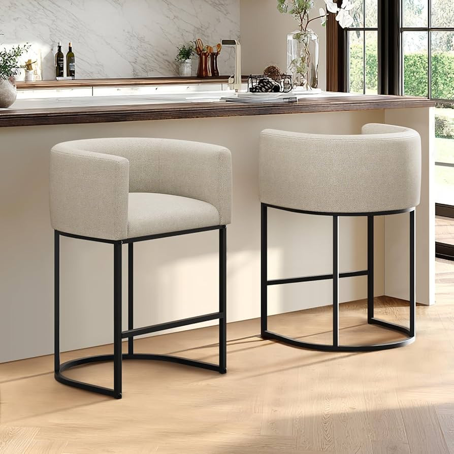 Counter Height Bar Stools Set of 2, 24 Inch Seat Height Barstools for Dining Room, Fabric Upholst... | Amazon (US)