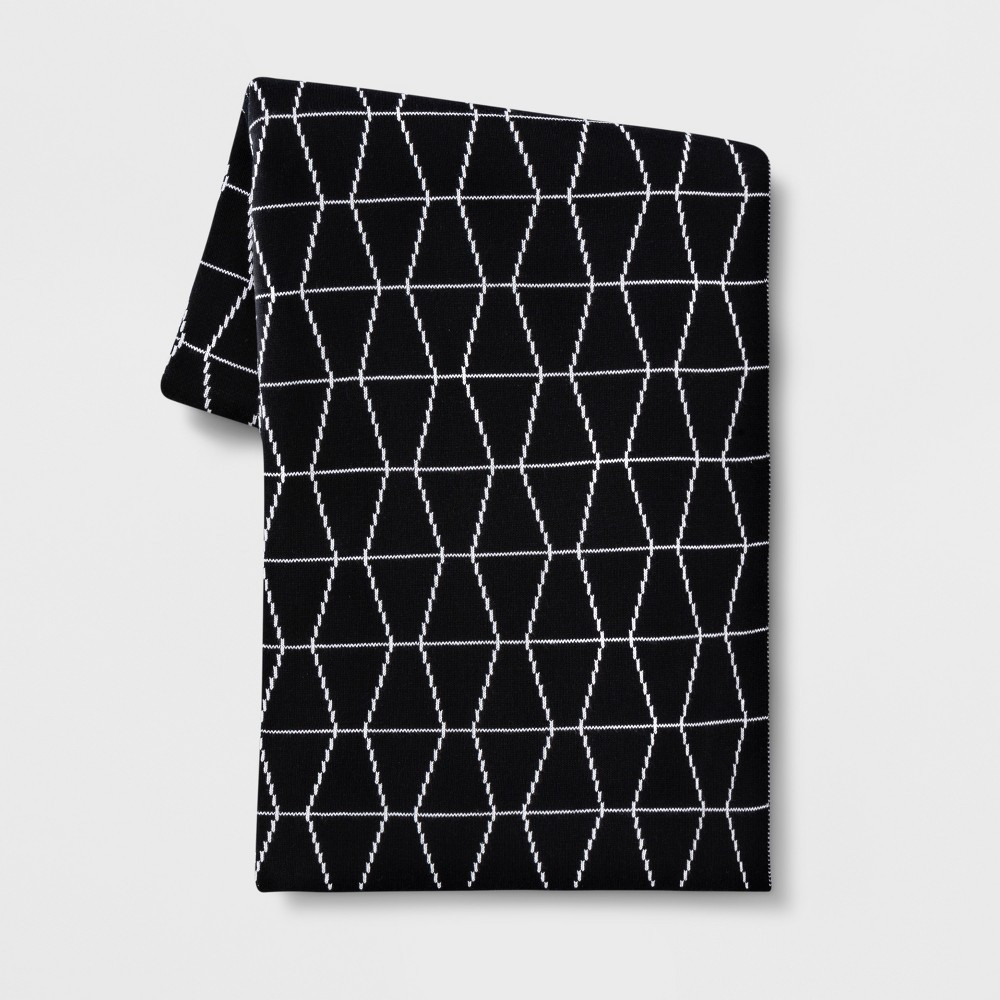 Reversible Knit Geo Throw Blanket Black/White - Project 62 | Target