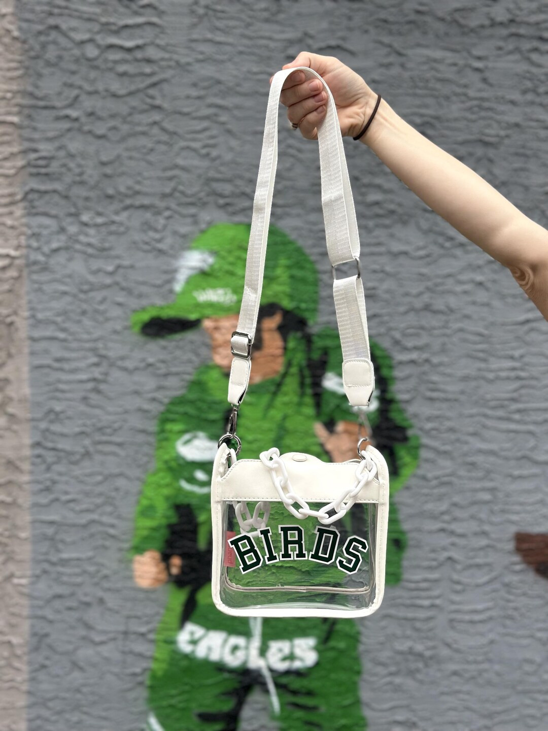 BIRDS Clear Crossbody Bag – Stadium Approved | White Chain Strap + Adjustable Crossbody | Game ... | Etsy (US)