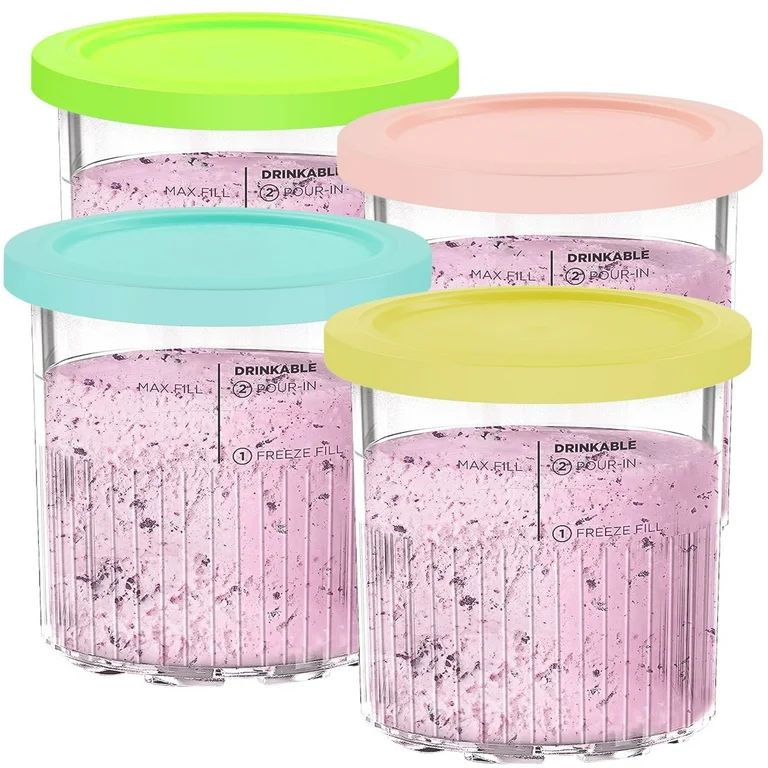 4pcs Ice Cream Containers with Lid Leakproof 24oz for Ninja NC501 NC500 Series | Walmart (US)
