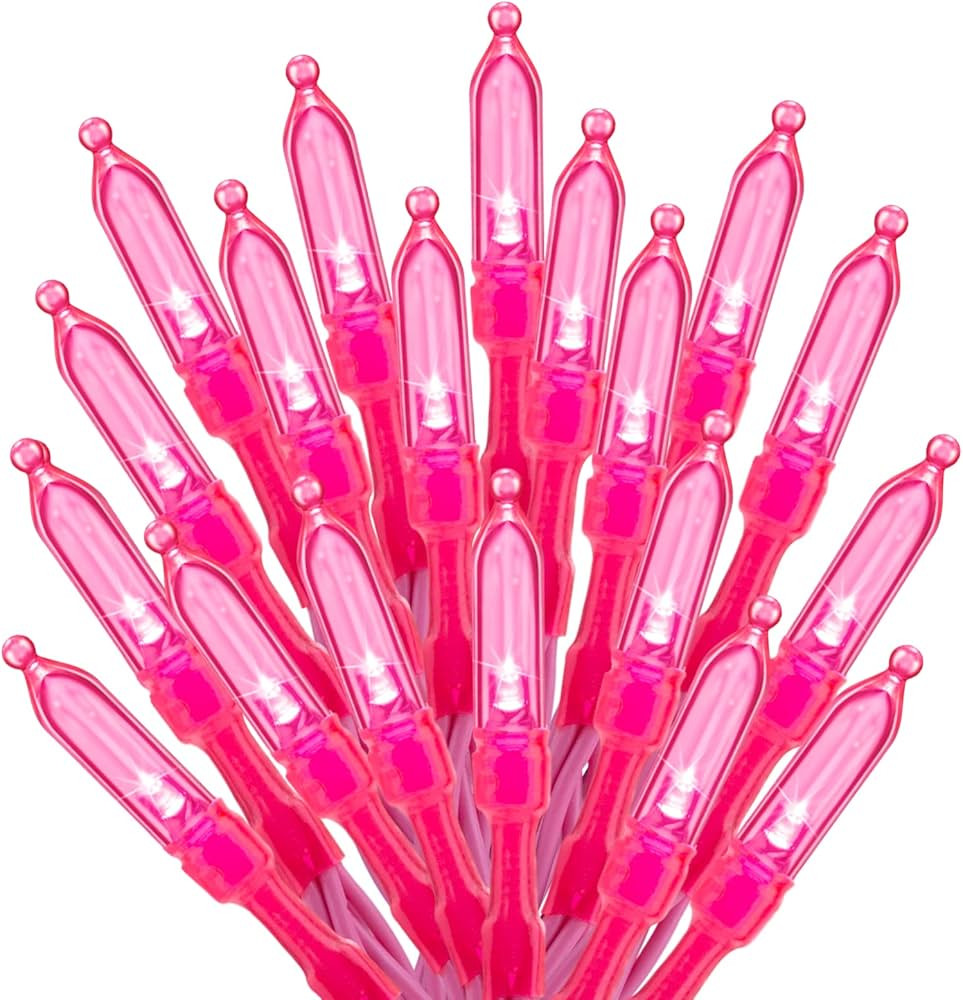 Pink Mini Christmas Lights - 39 Feet 100 LED Fairy String Lights with 8 Lighting Modes Waterproof... | Amazon (US)