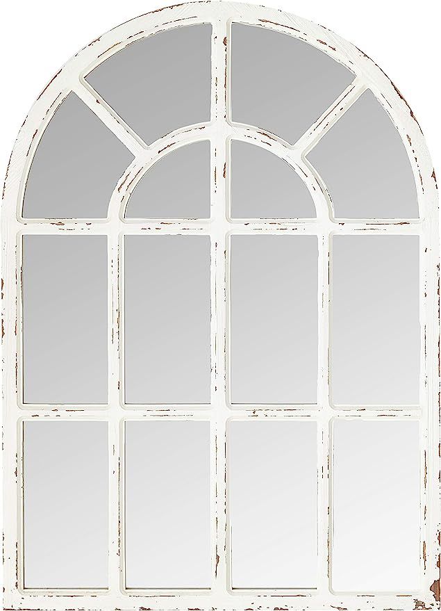 Amazon Brand – Stone & Beam Vintage Farmhouse Wooden Arched Mantel Mirror, 36.25"H, Whitewash | Amazon (US)