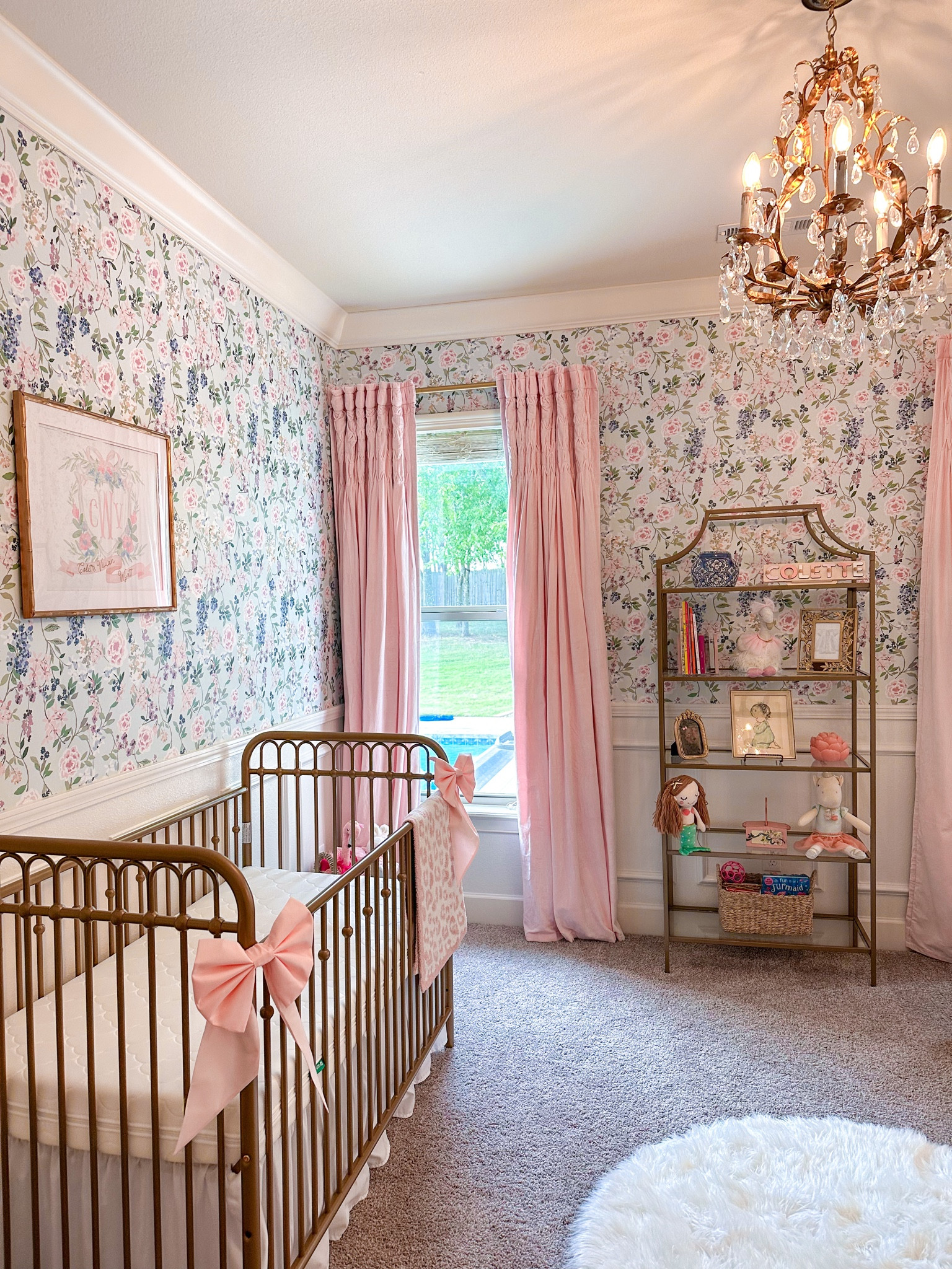 Baby girl nursery, floral nursery, grandmillennial nursery, grandmillennial home decor, floral wallpaper, gold crib, velvet curtains, pottery barn kids

#LTKbaby #LTKhome #LTKkids