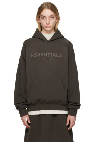 Essentials - Gray Raglan Hoodie | SSENSE