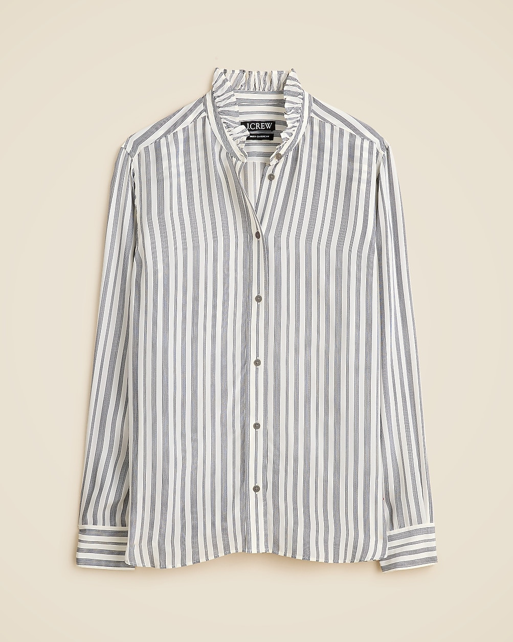 Jules ruffle-collar shirt in striped crepe de chine | J. Crew US