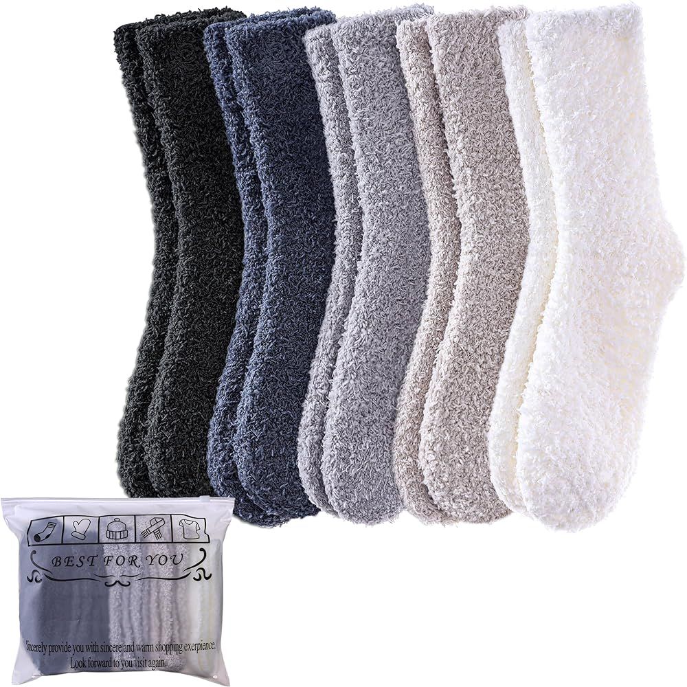 Womens Fuzzy Slipper Socks Animal Soft Warm Cute Microfiber Cozy Fluffy Winter Christmas Socks | Amazon (US)