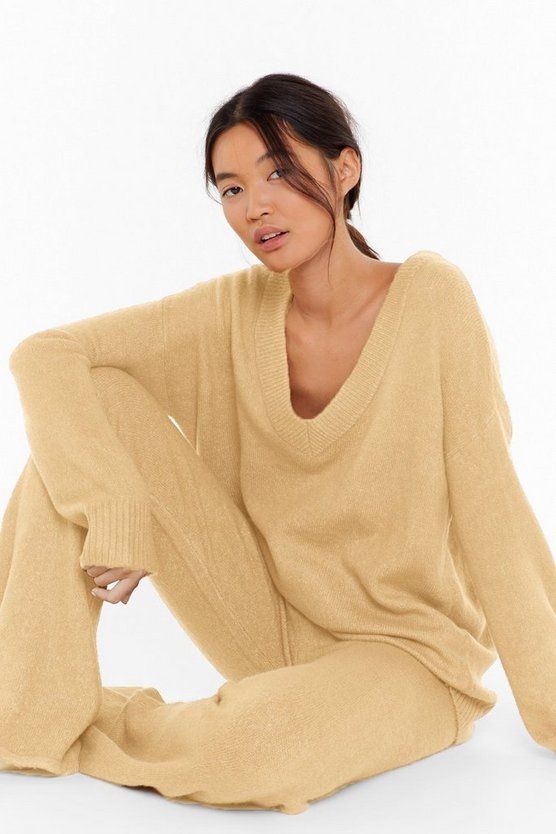 Sounds Good to V-Neck Knitted Pants Lounge Set | NastyGal (US & CA)