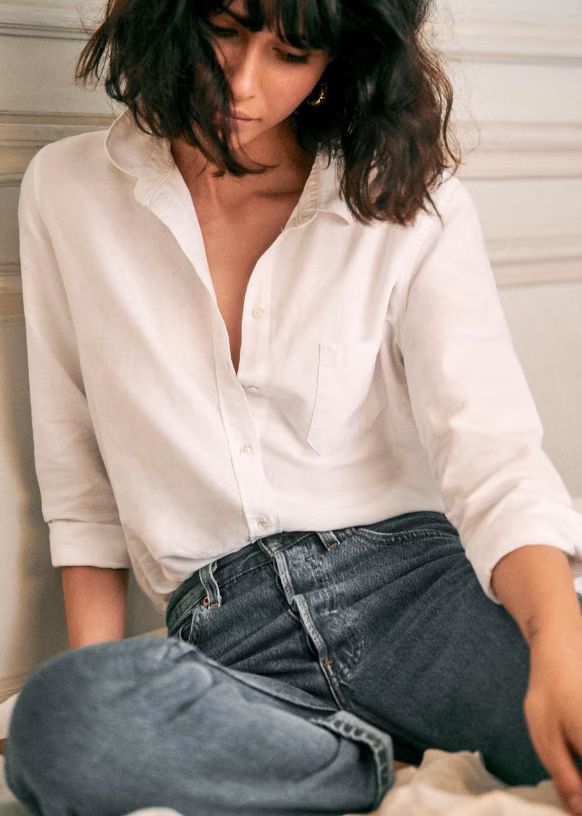 Tomboy Shirt - White - Organic Cotton - Sézane | Sezane Paris
