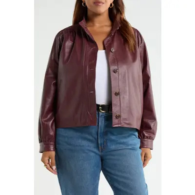 Treasure & Bond Leather Swing Jacket in Burgundy Royale at Nordstrom, Size 4X | Nordstrom