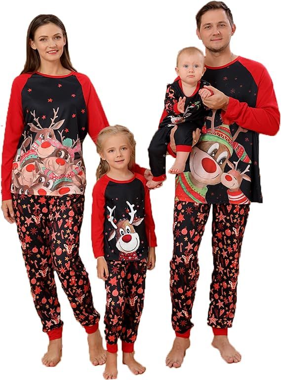 Family Christmas Pjs Matching Sets Baby Christmas Matching Jammies for Adults and Kids Holiday Xm... | Amazon (US)