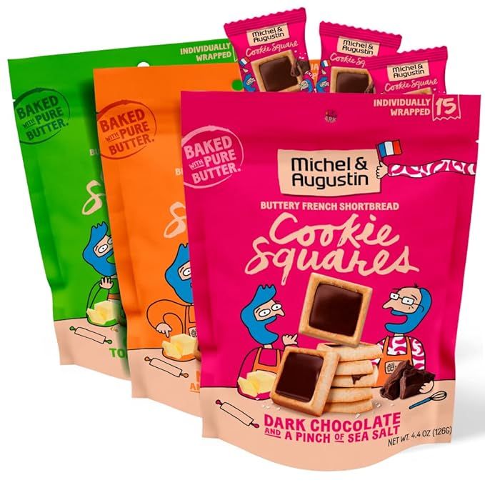 Michel et Augustin Gourmet Chocolate Cookie Squares, Gift for Valentines Day, Individually Wrappe... | Amazon (US)