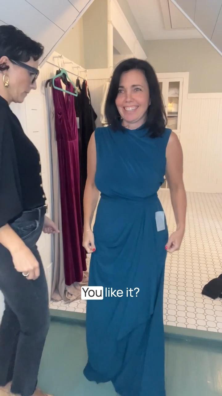 this ruched sleeveless gown by Betsy & Adam! 💙 This dress has such beautiful details—the ruching across the front is super flattering for all body types, and the skirt overlay adds elegant coverage. Fully lined for comfort, this gown hugs in all the right places, cinching at the waist and skimming beautifully over the curves. 

 #LTKHoliday #LTKSeasonal #LTKStyleTip