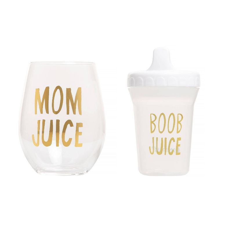 Pearhead Mom Juice Wine Glass and Baby Bottle | Target