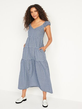 Fit & Flare Tiered Seersucker All-Day Maxi Dress for Women | Old Navy (US)