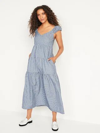 Fit &#x26; Flare Tiered Seersucker All-Day Maxi Dress for Women | Old Navy (US)