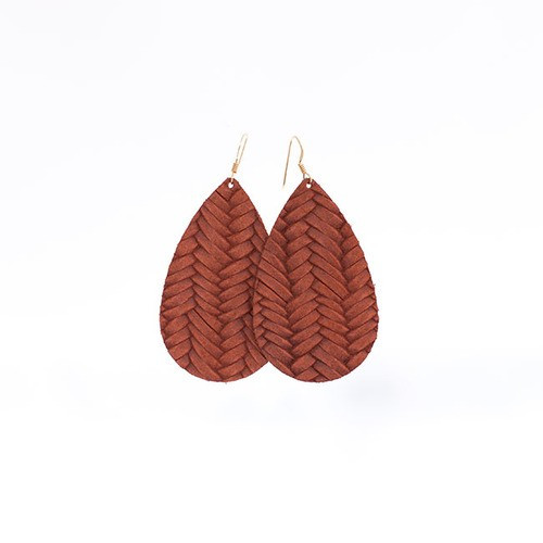 Rust Knit Leather Earrings | Nickel and Suede