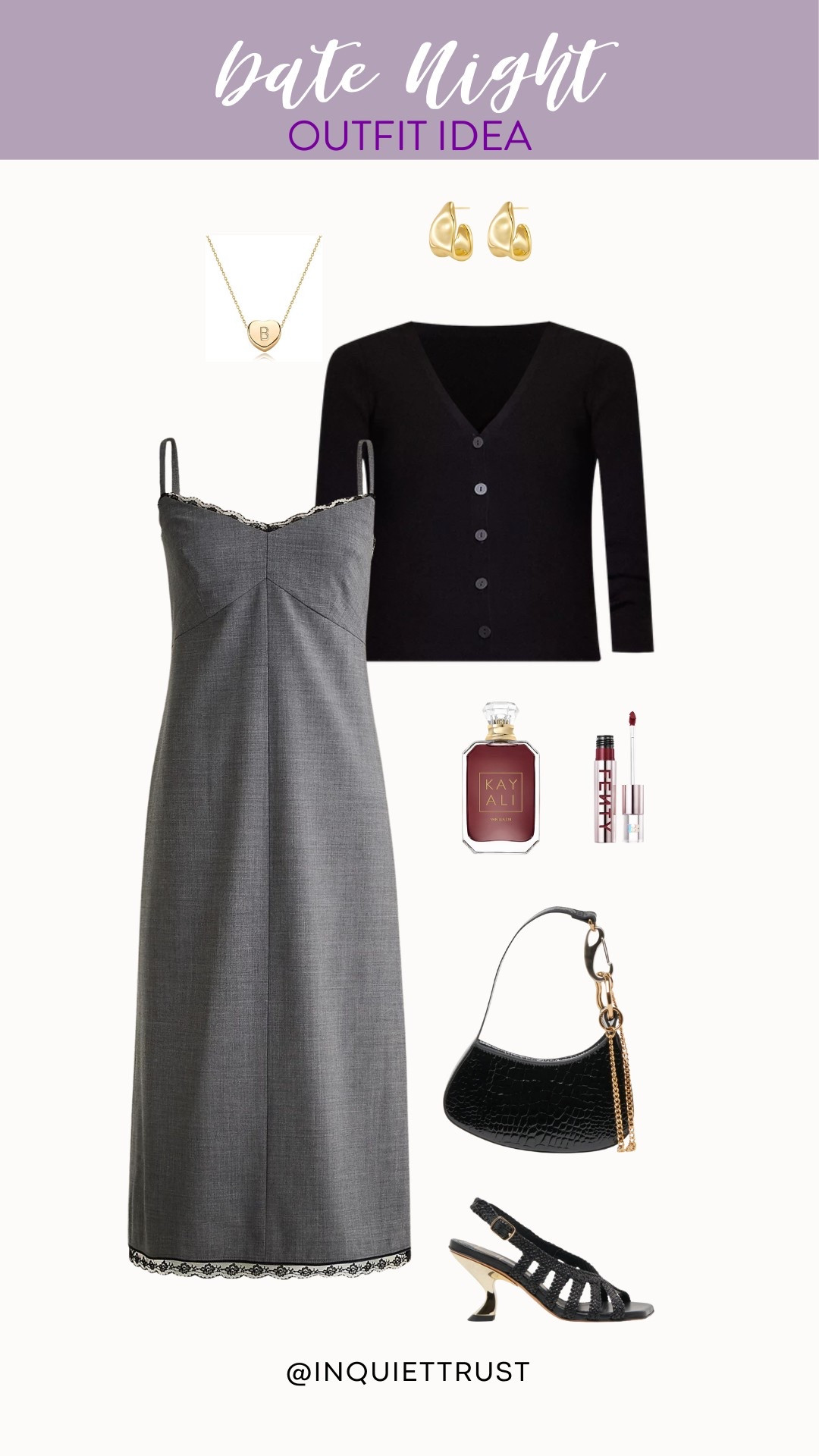 This outfit is perfect for a date night that’s both stylish and comfy. The wool slip dress with a cozy v-neck cardigan, woven sling-back heels, and black shoulder bag create a simple yet elegant look.
#datenightlook #outfitidea #beautyfavorites #springfashion #monochromaticlook

#LTKStyleTip #LTKSeasonal #LTKU