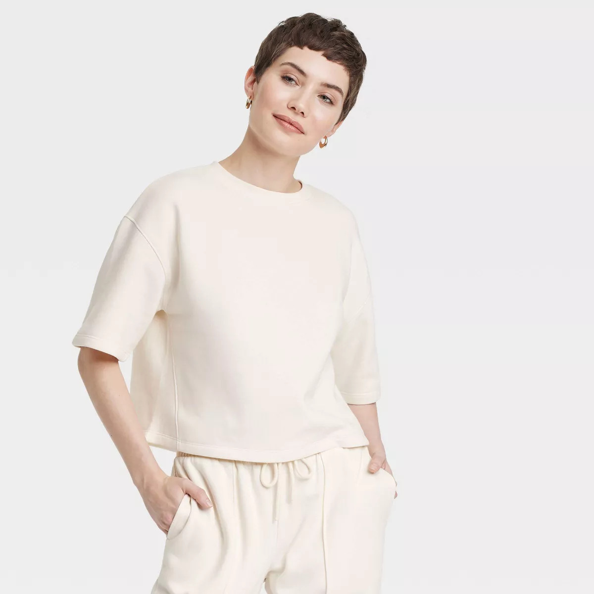 Women's Leisure Studio Short Sleeve Fleece Top - Universal Thread™ | Target