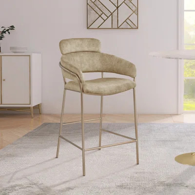 Izais Beige Velvet Counter Stool | Wayfair North America