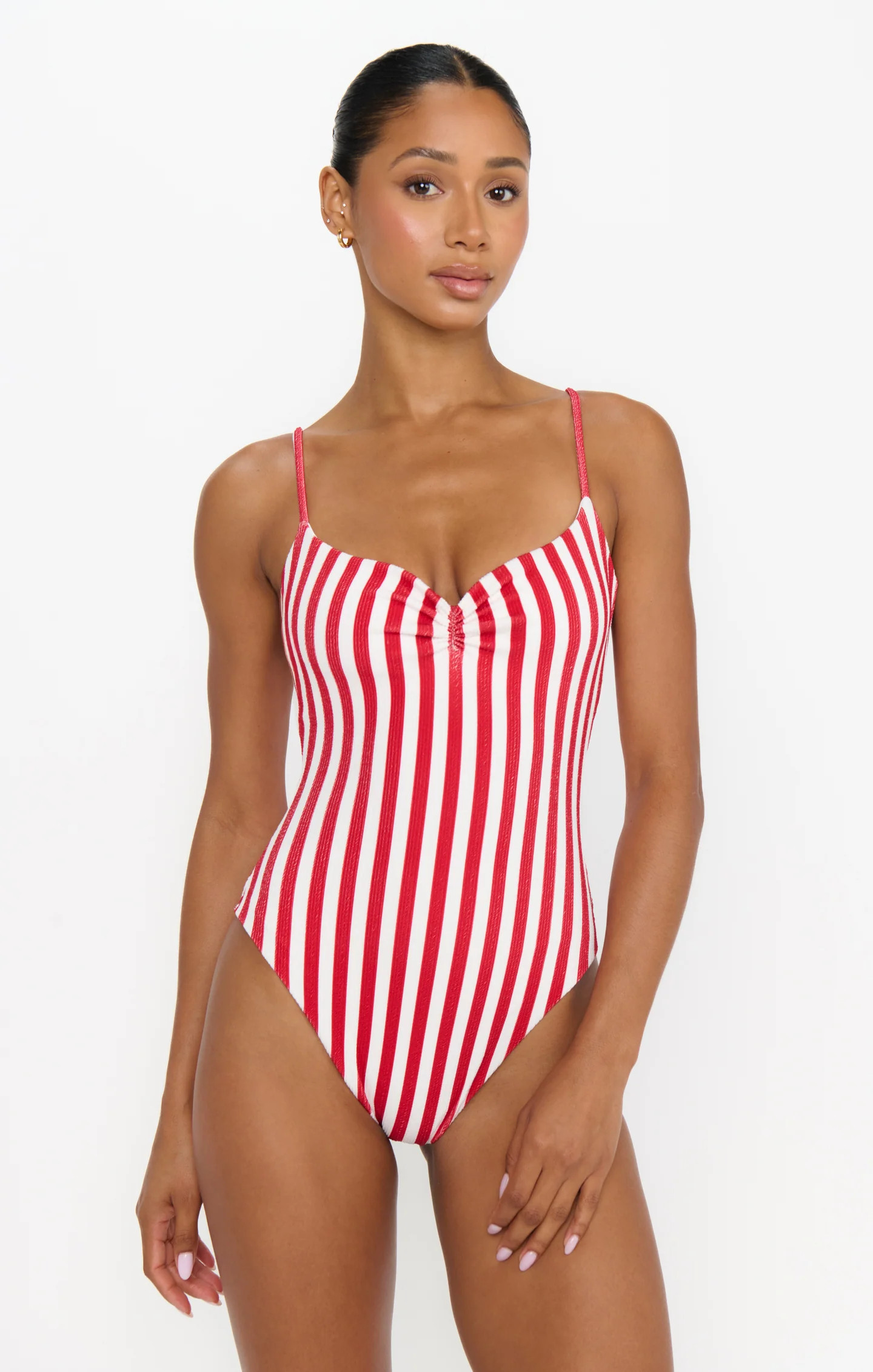 Bells Beach One Piece ~ Red Stripe Contour Scrunch | Show Me Your Mumu