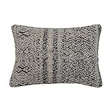 Creative Co-Op Woven Cotton Blend Jacquard Lumbar Pillow, Black & Cream | Amazon (US)