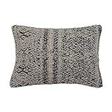 Creative Co-Op Woven Cotton Blend Jacquard Lumbar Pillow, Black & Cream | Amazon (US)