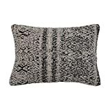 Creative Co-Op Woven Cotton Blend Jacquard Lumbar Pillow, Black & Cream | Amazon (US)