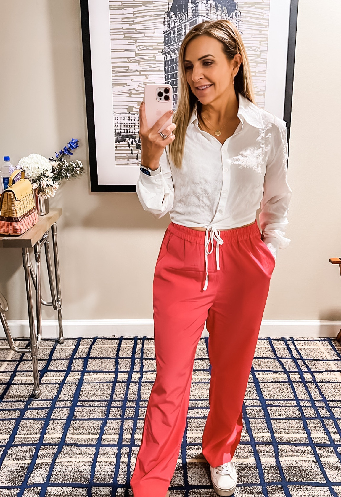 Barbie pink silk pants with a side stripe!  Sporty and so comfortable! Easy to dress up for down  

#LTKworkwear #LTKshoecrush
