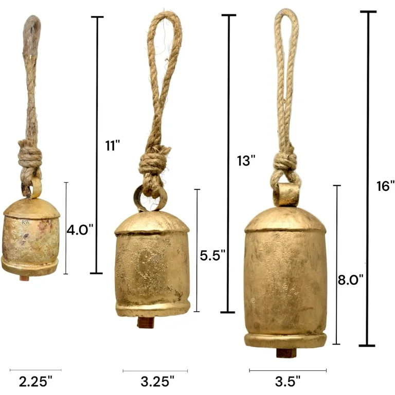 HFLWYWD Christmas Set of 3 Giant Harmony Cow Bells Vintage Handmade Rustic Bell Home NEW - Walmar... | Walmart (US)