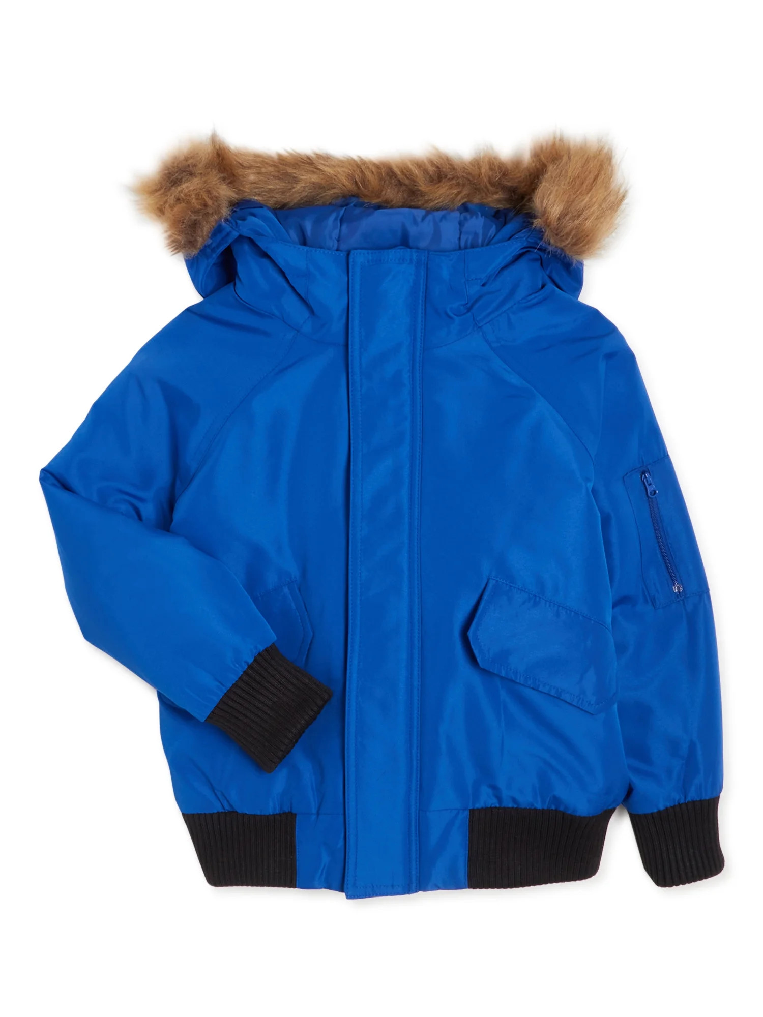 Swiss Tech Boys Bomber Jacket with Faux Fur Hood, Sizes 4-18 - Walmart.com | Walmart (US)