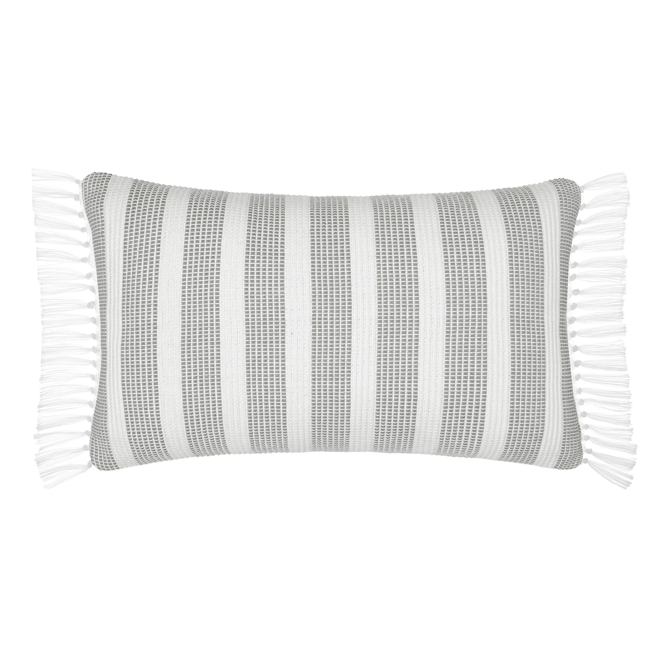 Gap Home Chunky Stripe Decorative Oblong Throw Pillow Ivory/Grey 24" x 14" | Walmart (US)