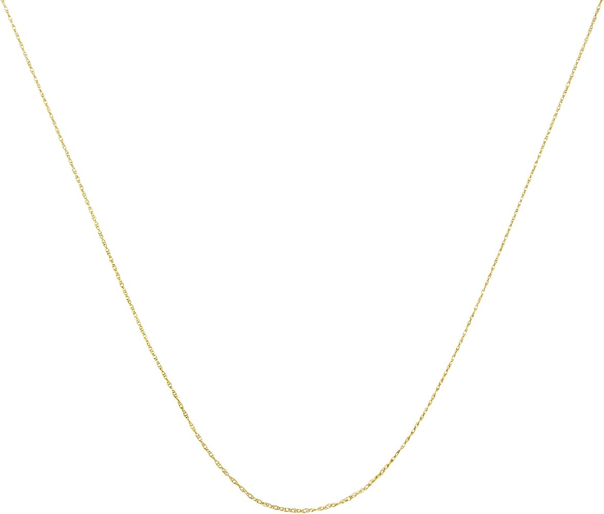 Solid 10K Yellow, White or Rose Gold Slim and Dainty Unisex 18" Rope Chain Necklace | Amazon (US)