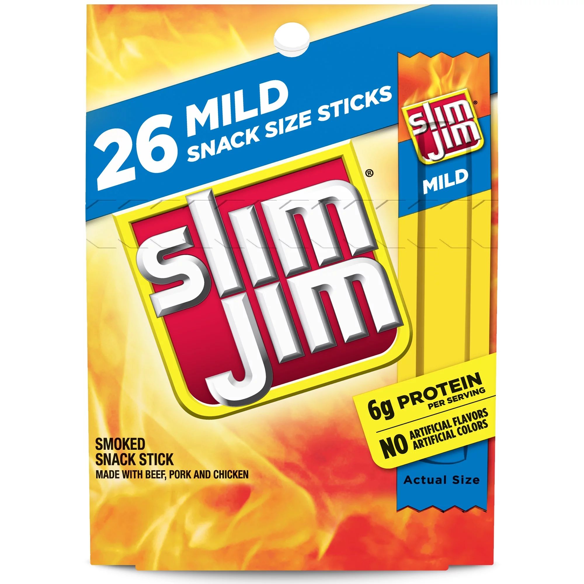 Slim Jim Mild Smoked Snack Stick Meat Snacks, 0.28 oz, 26 Count Box | Walmart (US)