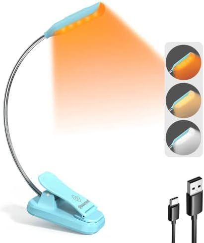 Glocusent Lightweight Rechargeable 10 LED Amber Book Light for Reading in Bed, Clip-on EyeCare Wa... | Amazon (US)