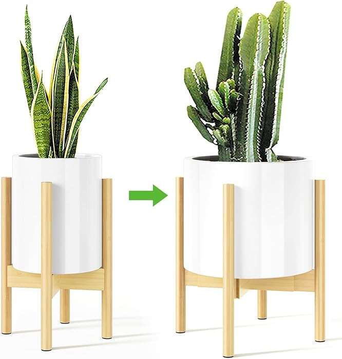 MUDEELA Plant Stand for Indoor Plants: Adjustable Width Fits 8-12 Inch Pots - Mid Century Modern ... | Amazon (US)