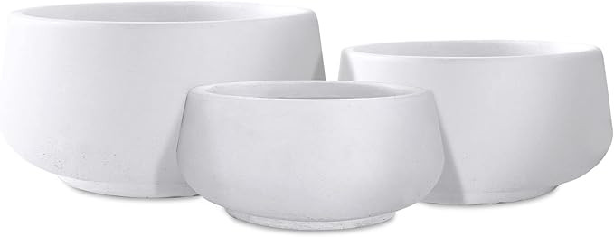 Kante 21.6",16.9",and 12.5" Dia Round Weathered Concrete Elegant Planters (Set of 3), Outdoor Ind... | Amazon (US)