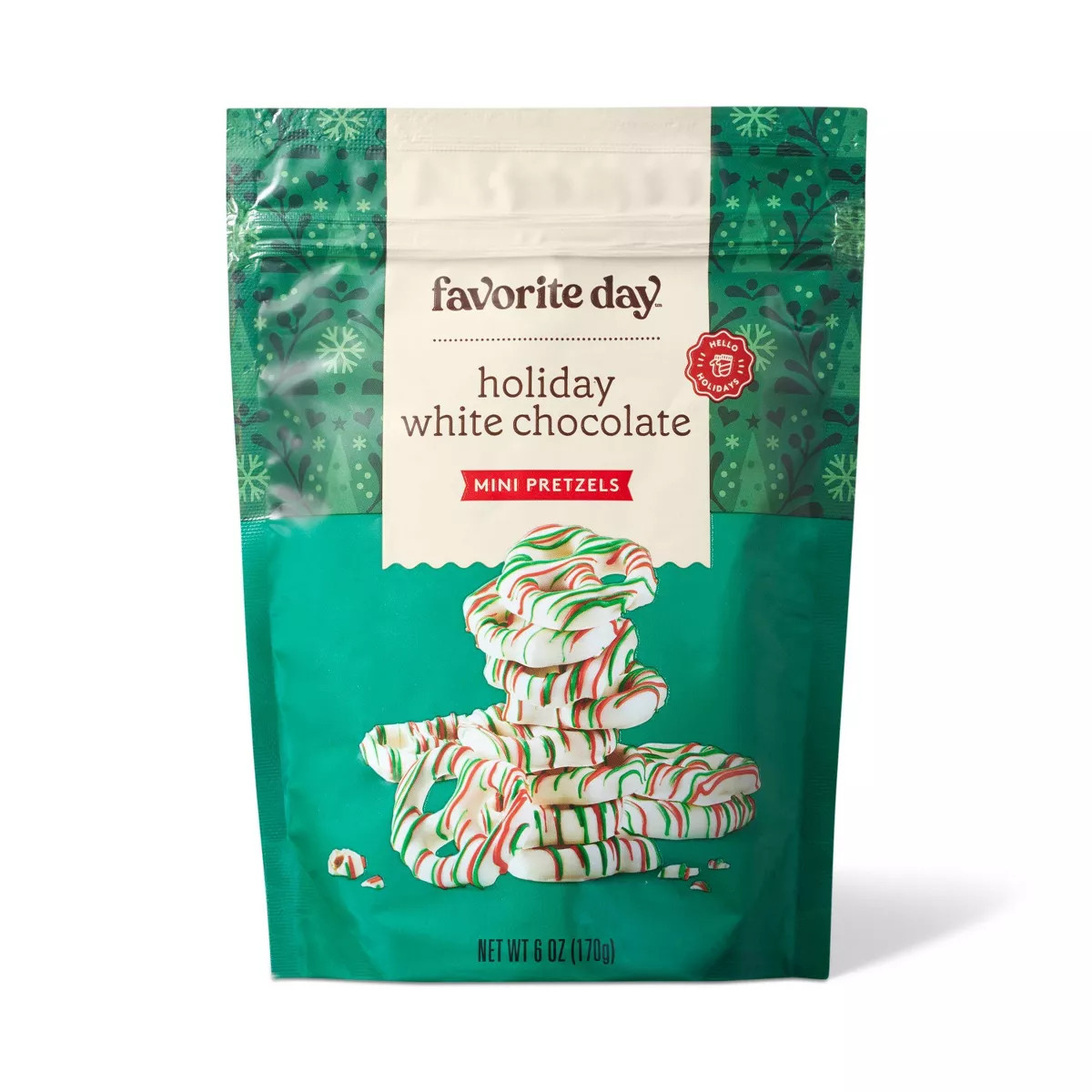 Christmas White Chocolate Mini Pretzel Twists with Red and Green Drizzle - 6oz - Favorite Day™ | Target
