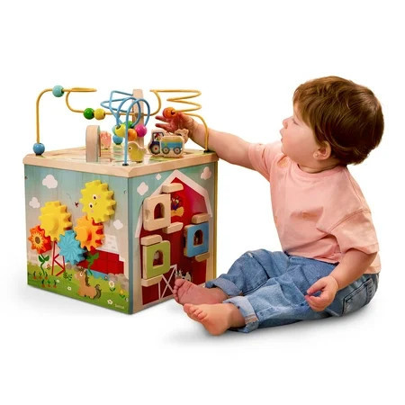 Battat Barnyard Activity Cube with 5 Multicolor Sides and Bead Maze Wooden, Baby and Toddler Toys | Walmart (US)