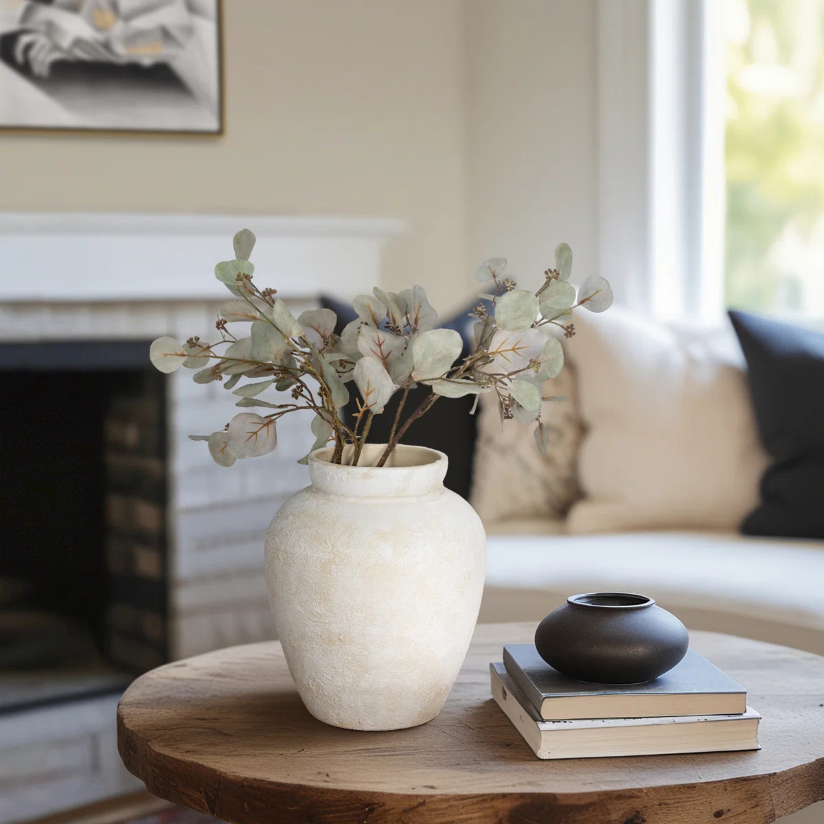 11" Ivory Textured Terracotta Vase | Wayfair North America