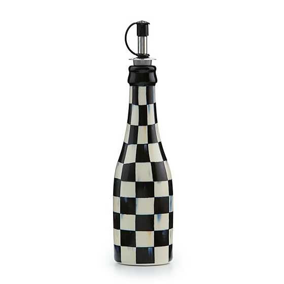 MACKENZIE-CHILDS Farmhouse Oil Cruet, Ceramic Oil-Dispenser Bottle, Black-and-White Courtly Check | Amazon (US)